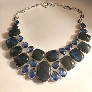 Labradorite Tanzanite Stamped 925 Sterling Silver Necklace